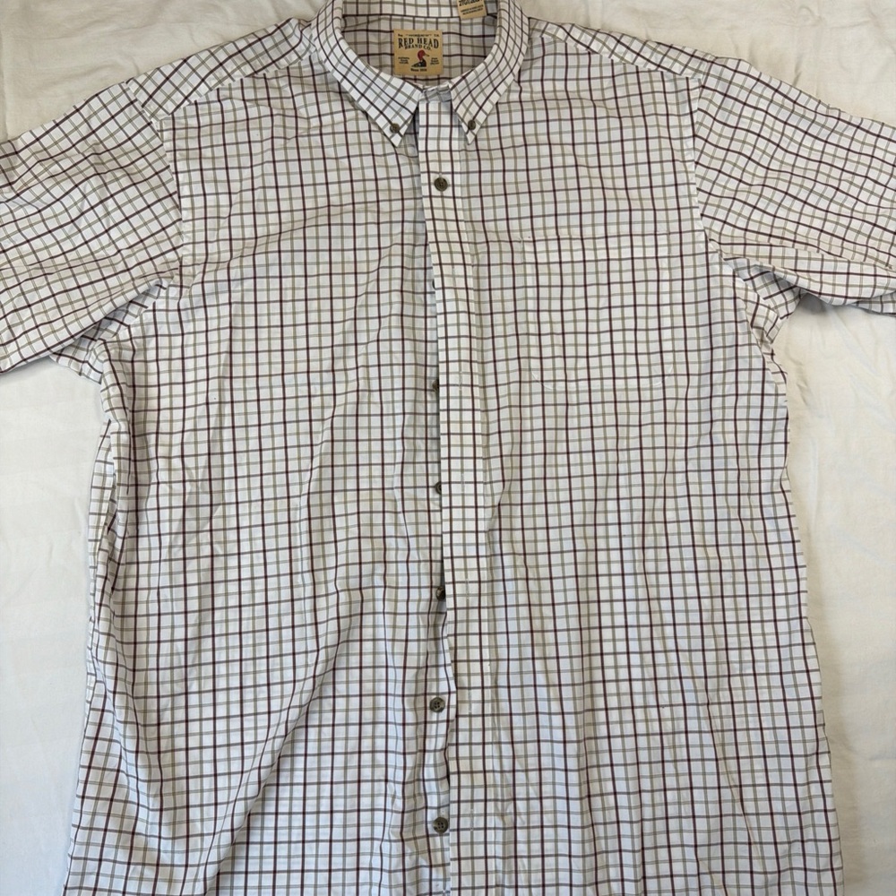 Red Head Brand Co Mens 2XLT Tall Plaid Short Sleeve Button Up Shirt